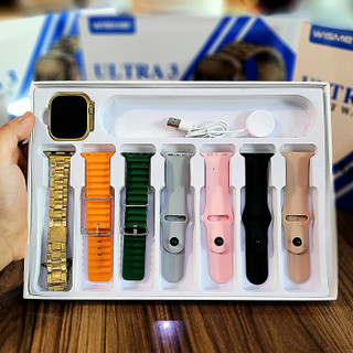 ساعت هوشمند X53ULTRA3 گلد فلزی هفت بند تمام صحفه بالاترین کیفیت بازار تمامی قابلیت ها درجه یک
